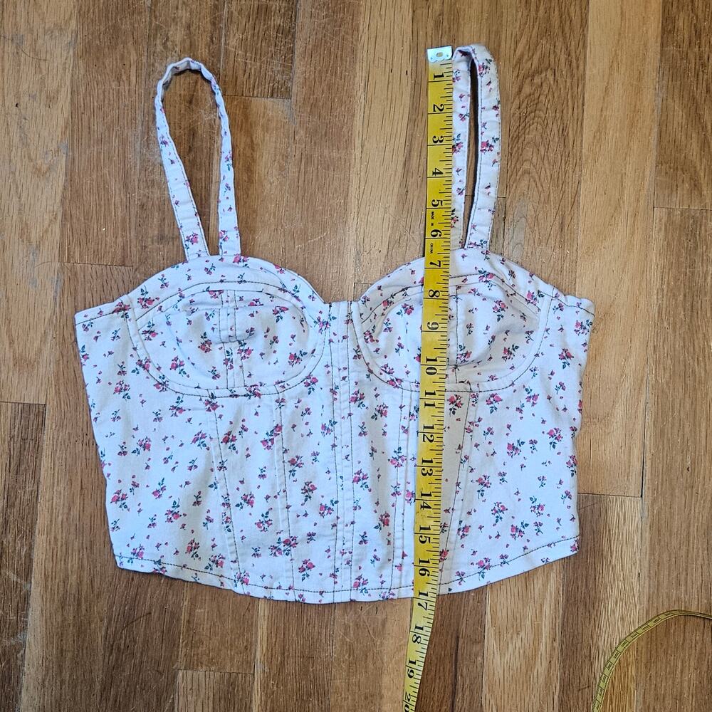 No Boundaries Womens‎ Tank White Dainty Floral Bustier Top Size M Feminine - Picture 8 of 12
